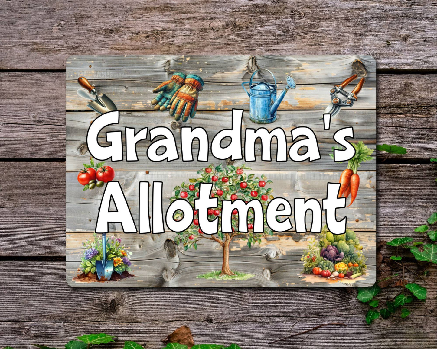 Garden Metal Sign Gift - Grandma's Allotment - Cute Fun Novelty Family Aluminium Present
