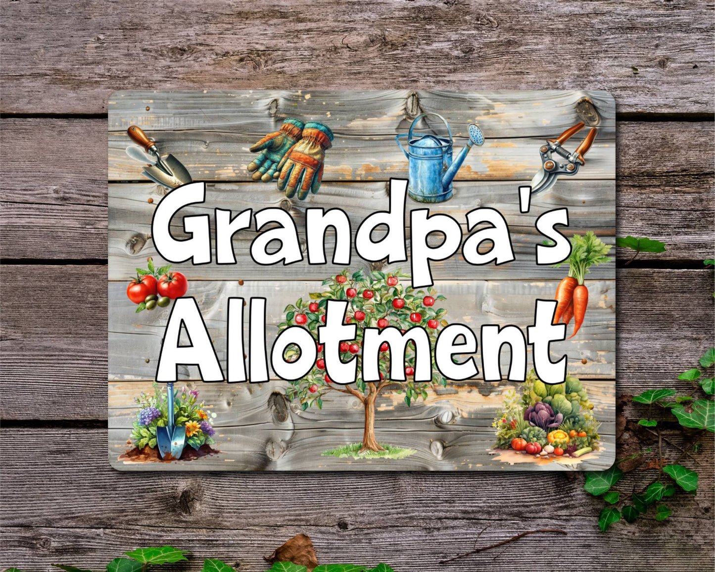 Garden Metal Sign Gift - Grandpa's Allotment - Cute Fun Novelty Family Aluminium Present