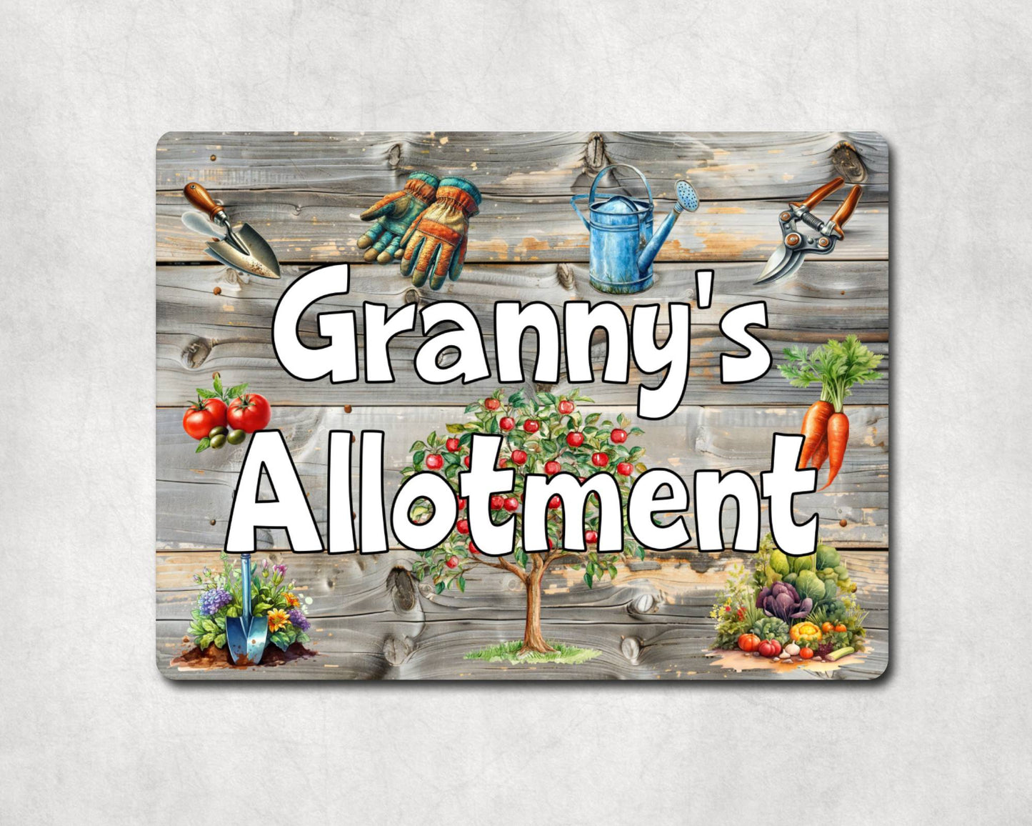 Garden Metal Sign Gift - Granny's Allotment - Cute Fun Novelty Family Aluminium Present