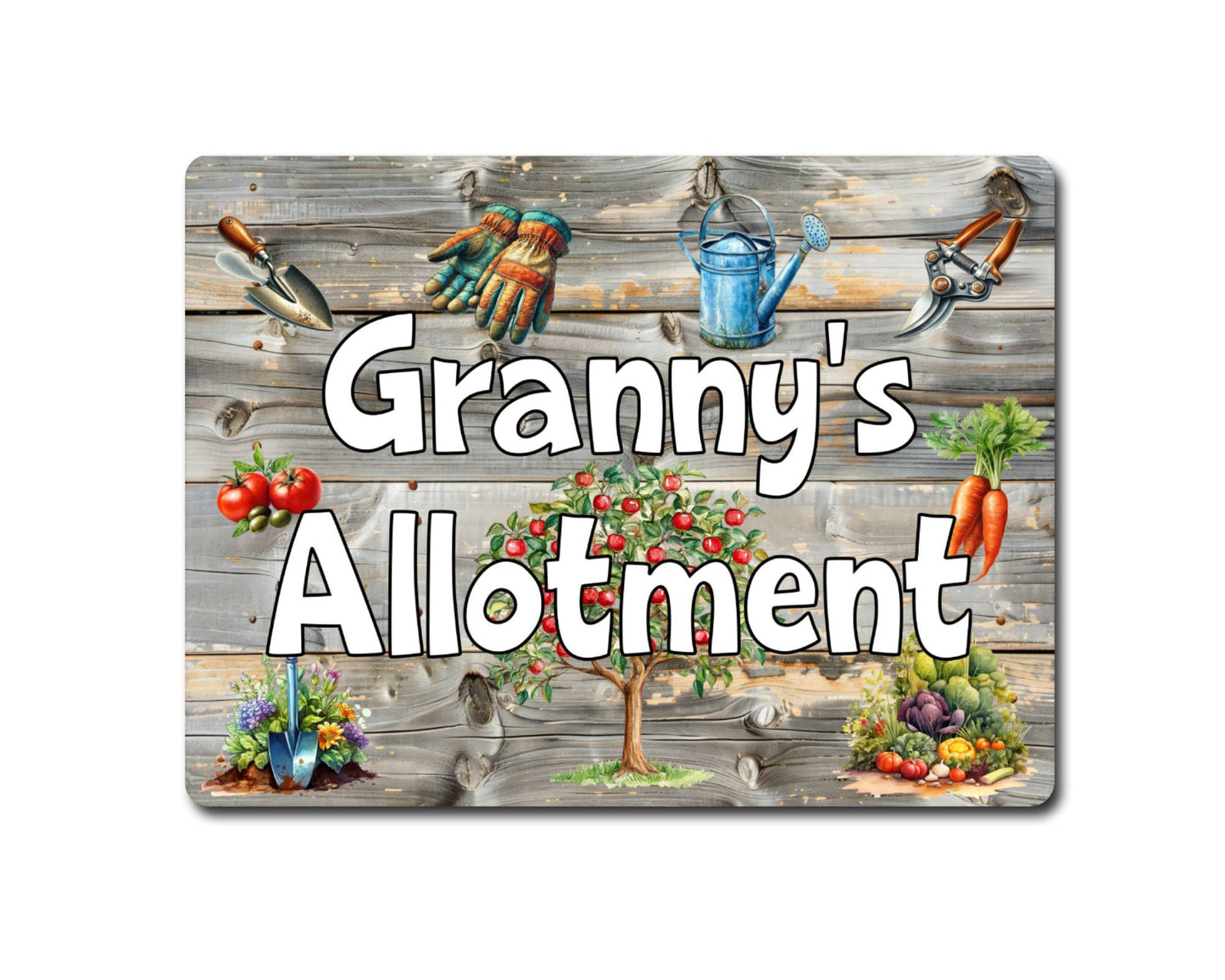 Garden Metal Sign Gift - Granny's Allotment - Cute Fun Novelty Family Aluminium Present
