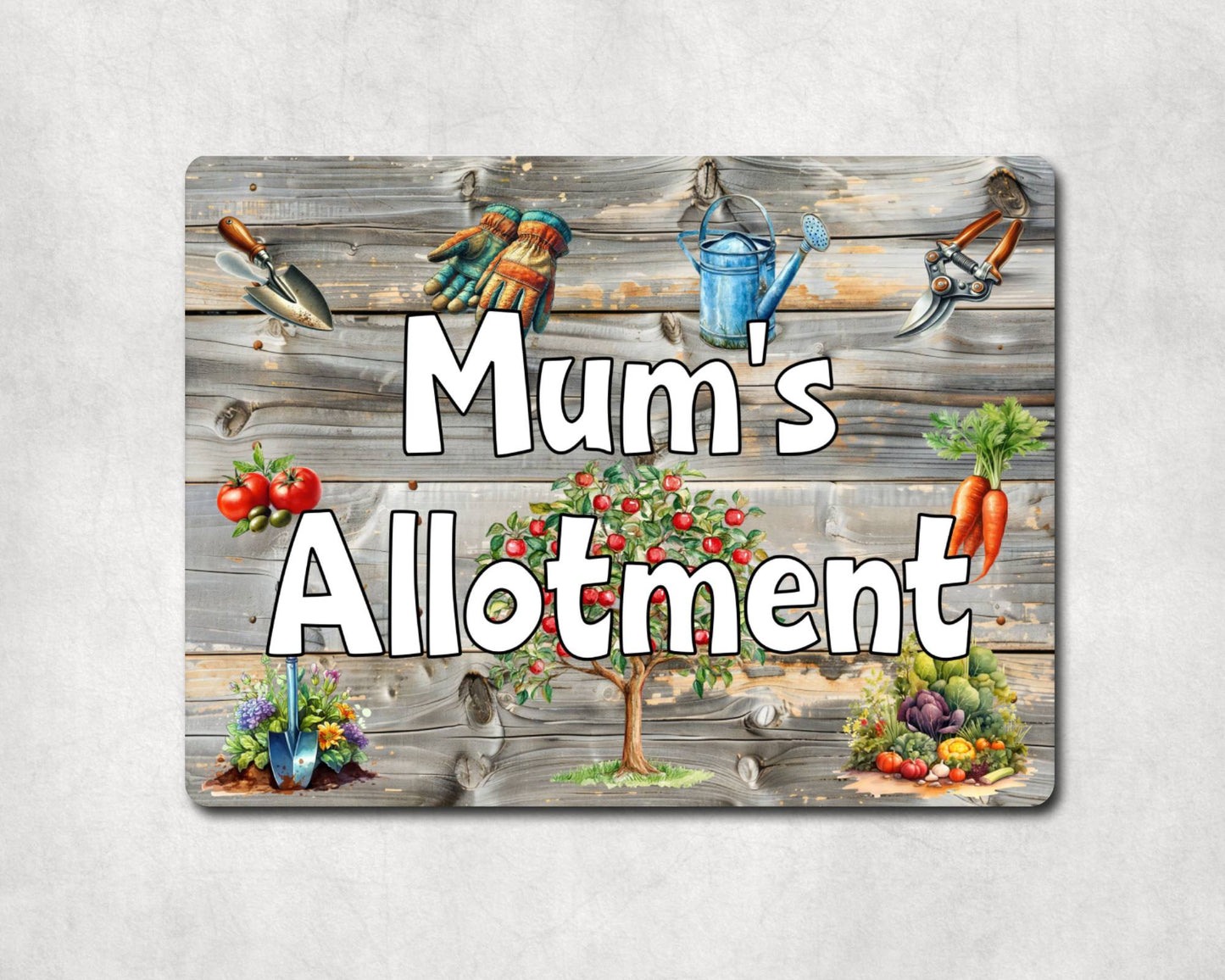 Garden Metal Sign Gift - Mum's Allotment - Cute Fun Novelty Family Aluminium Present