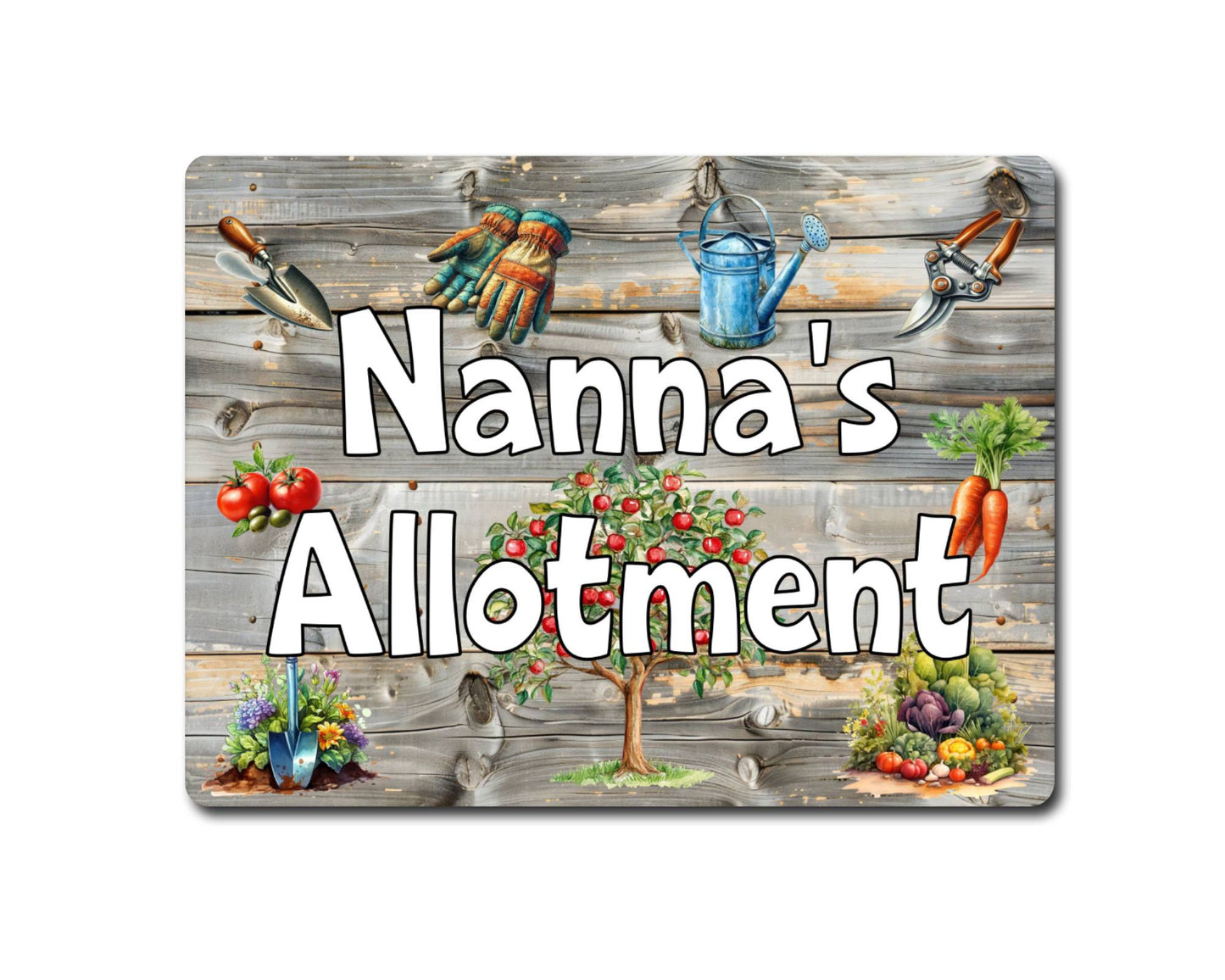 Garden Metal Sign Gift - Nanna's Allotment - Cute Fun Novelty Family Aluminium Present