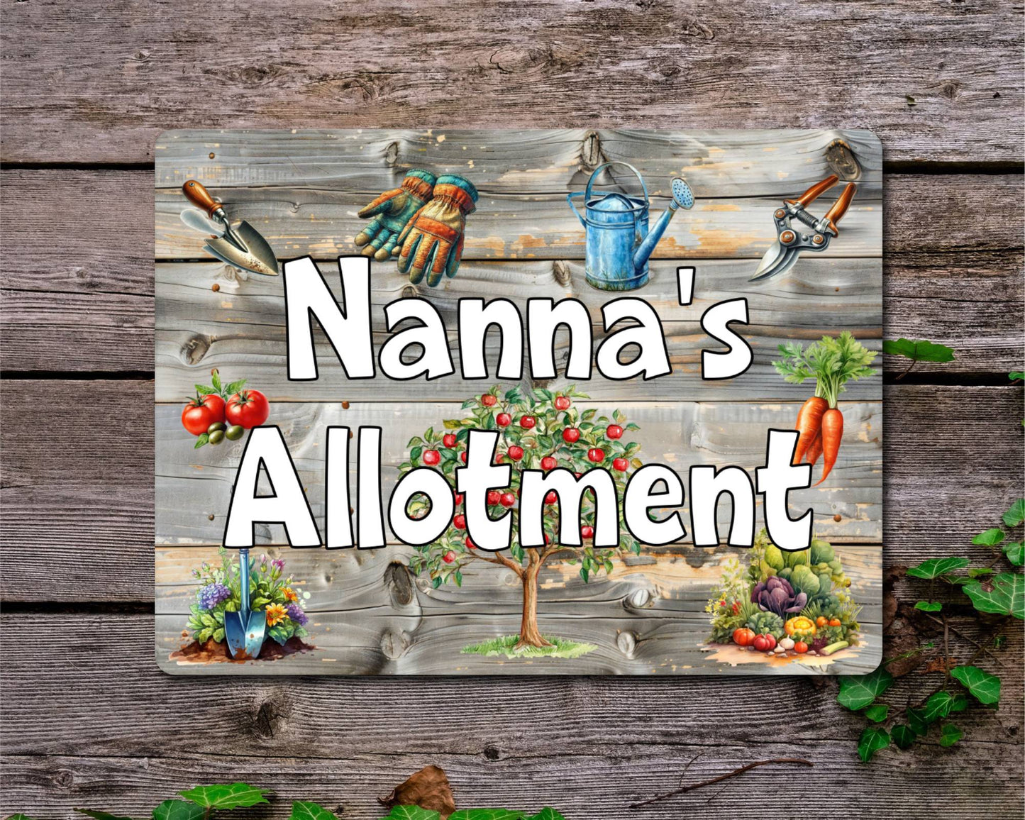 Garden Metal Sign Gift - Nanna's Allotment - Cute Fun Novelty Family Aluminium Present