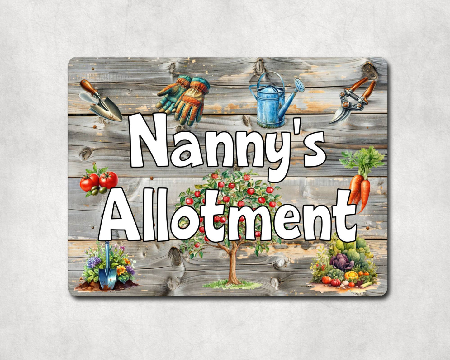 Garden Metal Sign Gift - Nanny's Allotment - Cute Fun Novelty Family Aluminium Present