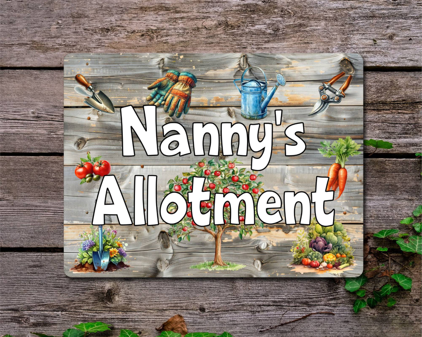 Garden Metal Sign Gift - Nanny's Allotment - Cute Fun Novelty Family Aluminium Present