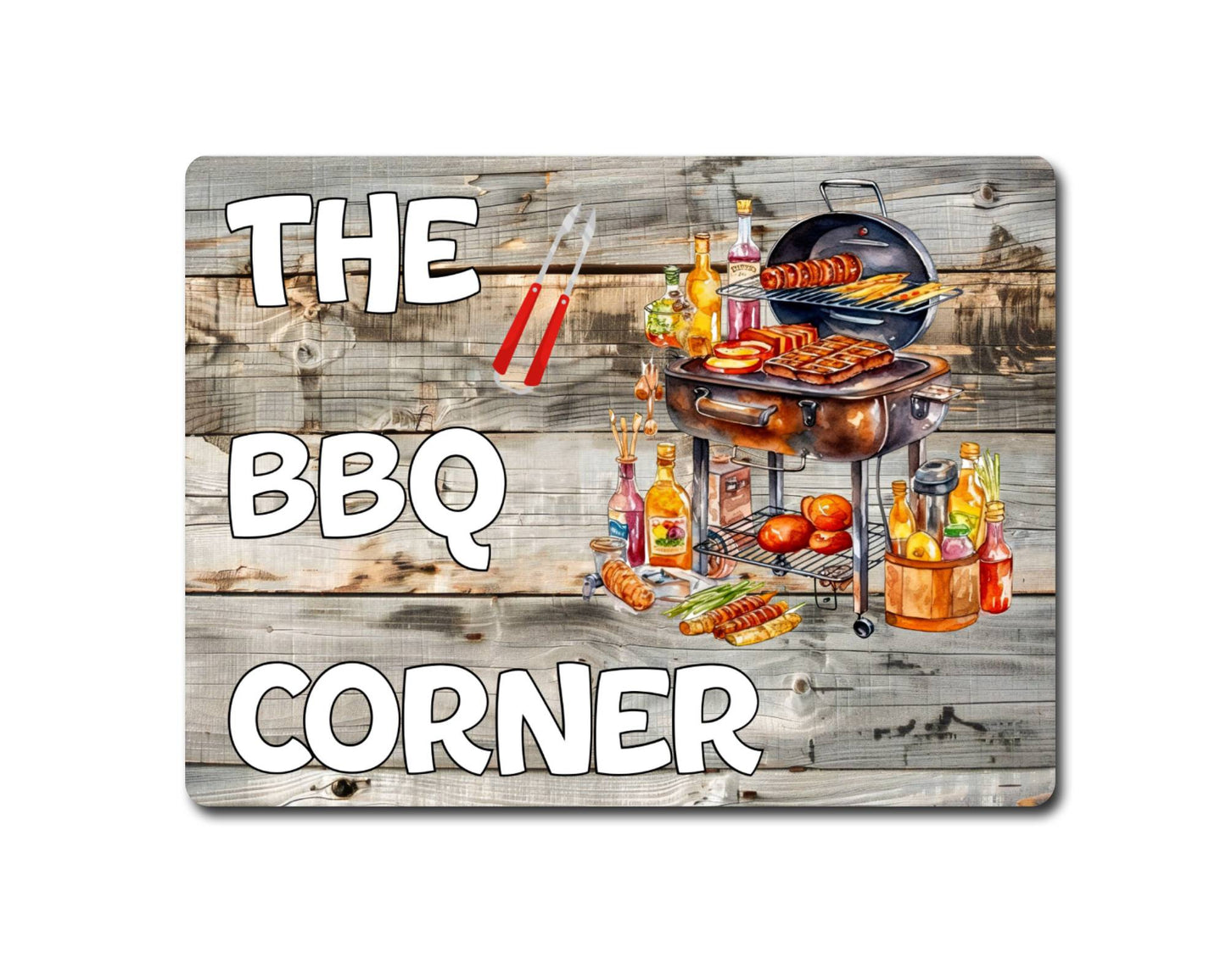 Garden Food Metal Sign Gift - The BBQ Corner - Cute Fun Novelty Family Drink Aluminium Present