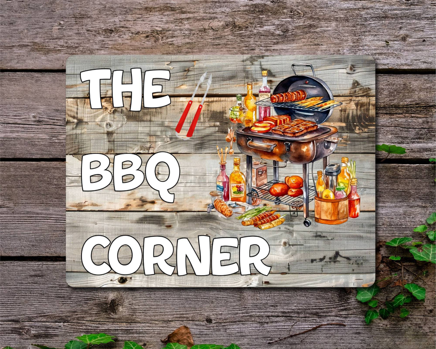 Garden Food Metal Sign Gift - The BBQ Corner - Cute Fun Novelty Family Drink Aluminium Present