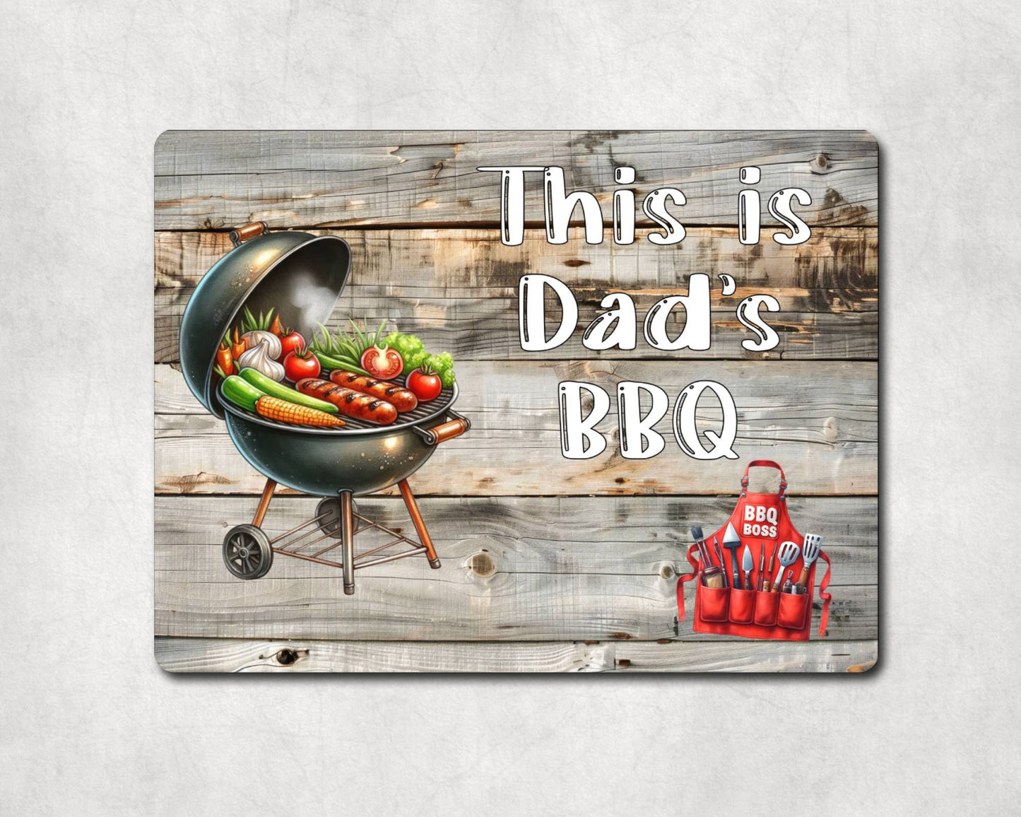 Garden Food Metal Sign Gift - This Is Dad's BBQ - Cute Fun Novelty Family Drink Aluminium Present