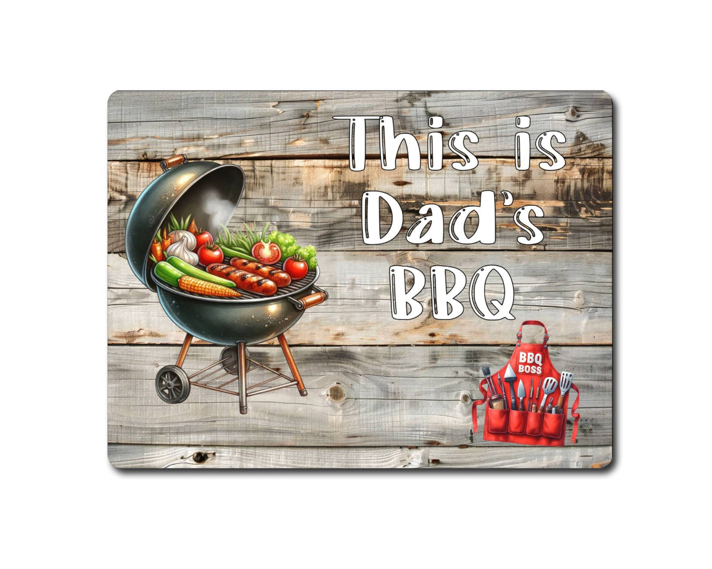 Garden Food Metal Sign Gift - This Is Dad's BBQ - Cute Fun Novelty Family Drink Aluminium Present