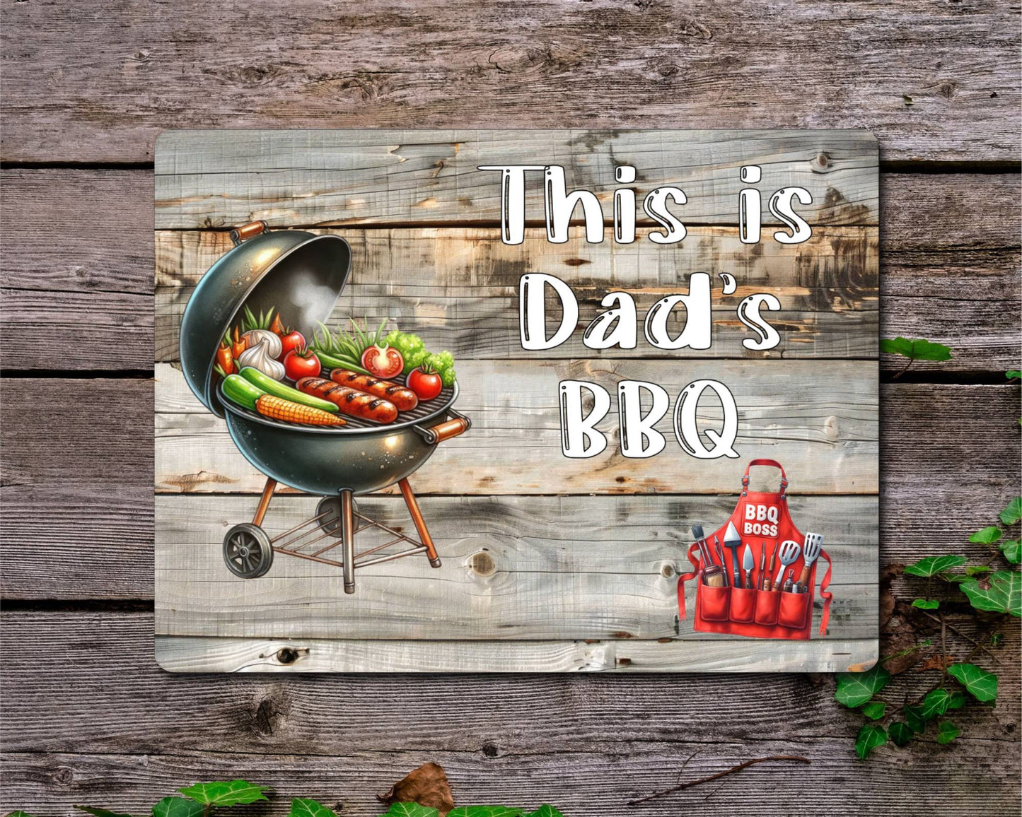 Garden Food Metal Sign Gift - This Is Dad's BBQ - Cute Fun Novelty Family Drink Aluminium Present