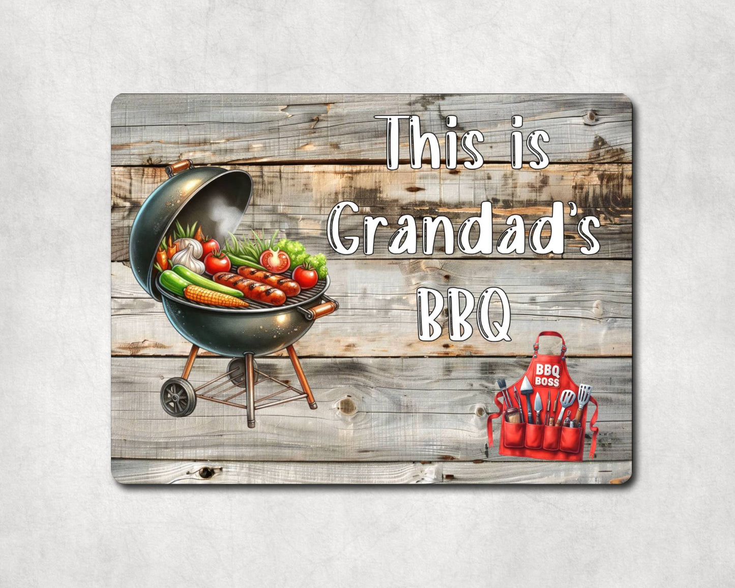 Garden Food Metal Sign Gift - This Is Grandad's BBQ - Cute Fun Novelty Family Drink Aluminium Present