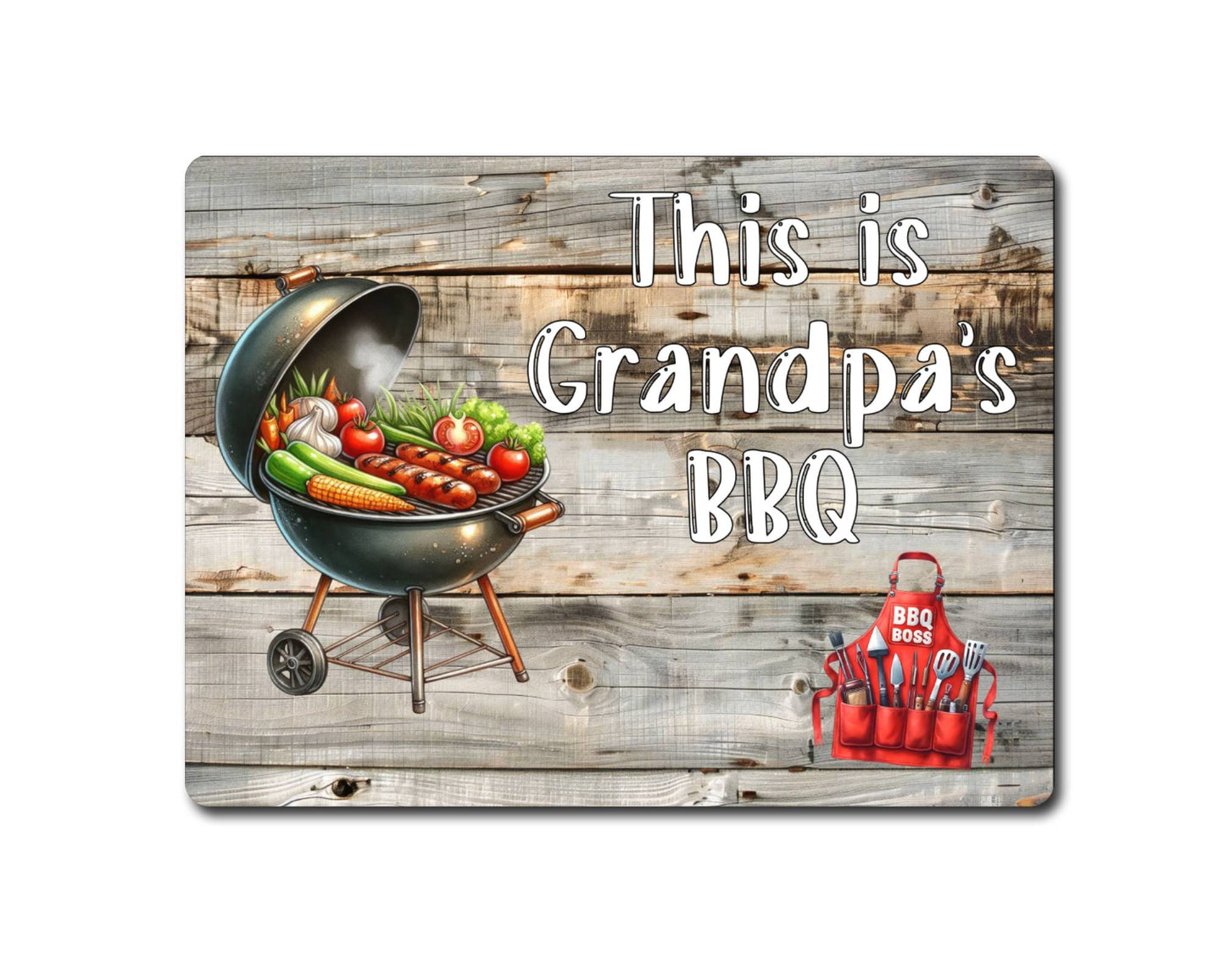 Garden Food Metal Sign Gift - This Is Grandpa's BBQ - Cute Fun Novelty Family Drink Aluminium Present