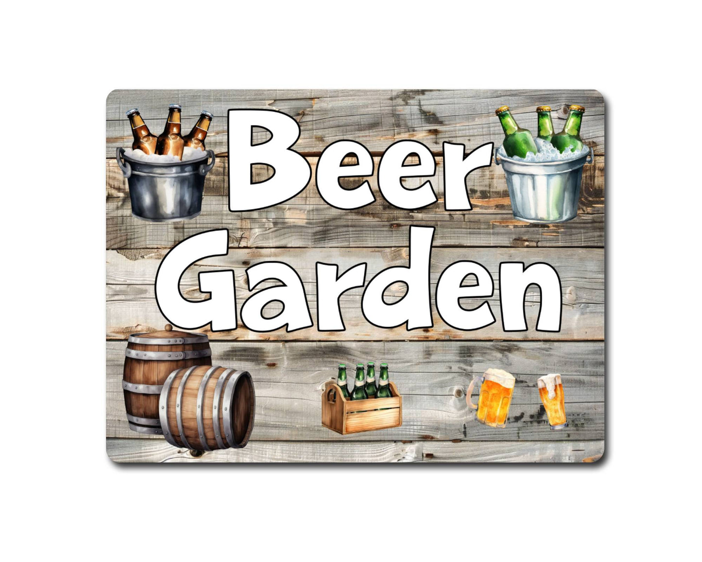 Alcohol Metal Sign Gift - Beer Garden - Cute Fun Novelty Family Drink Aluminium Present