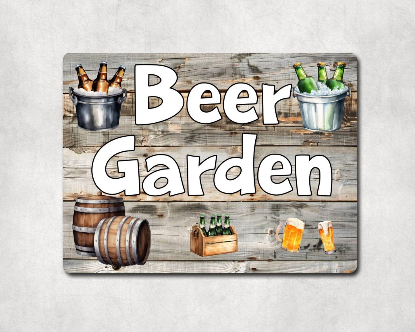 Alcohol Metal Sign Gift - Beer Garden - Cute Fun Novelty Family Drink Aluminium Present