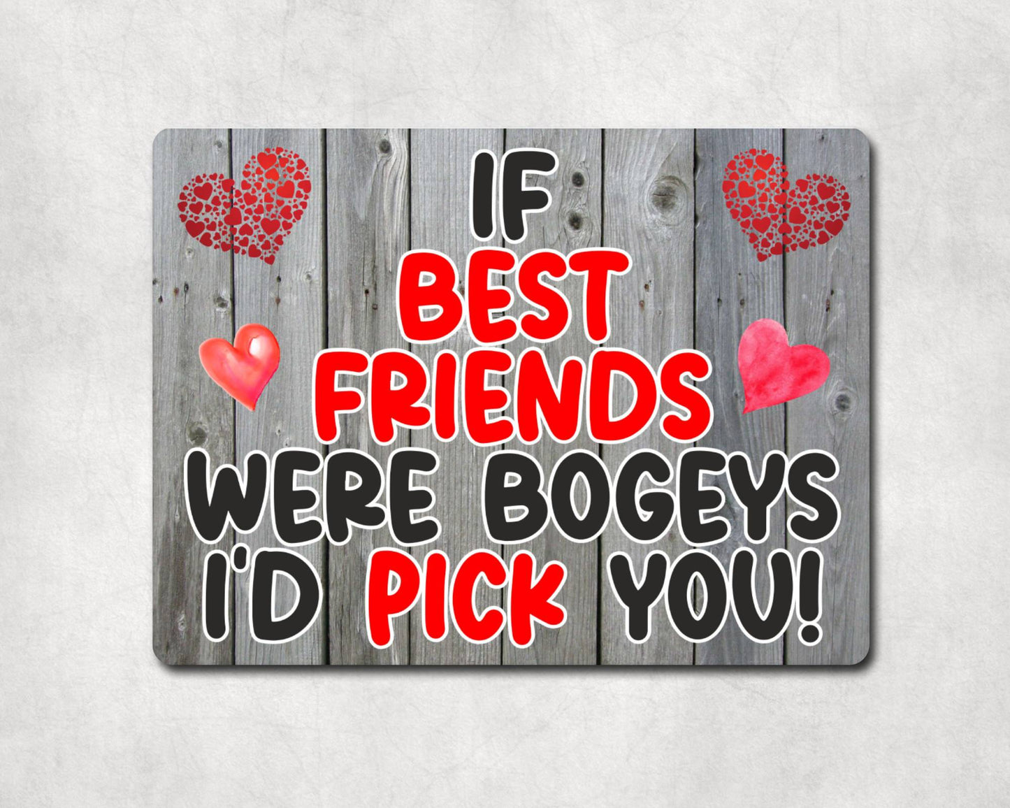 Best Friend Metal Sign Gift - If Best Friends Were Bogeys I'd Pick You - Cute Fun Novelty Aluminium Present