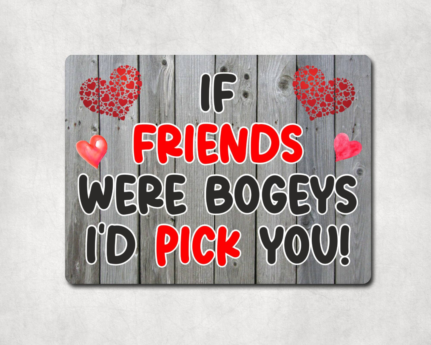 Friend Metal Sign Gift - If Friends Were Bogeys I'd Pick You - Cute Fun Novelty Aluminium Present