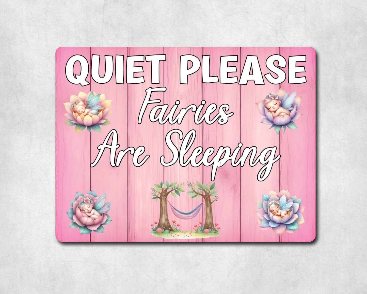 Fairy Metal Sign Gift - Quiet Please Fairies Are Sleeping - Cute Fun Novelty Family Aluminium Fae Present