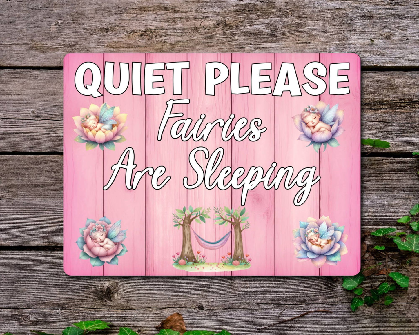Fairy Metal Sign Gift - Quiet Please Fairies Are Sleeping - Cute Fun Novelty Family Aluminium Fae Present