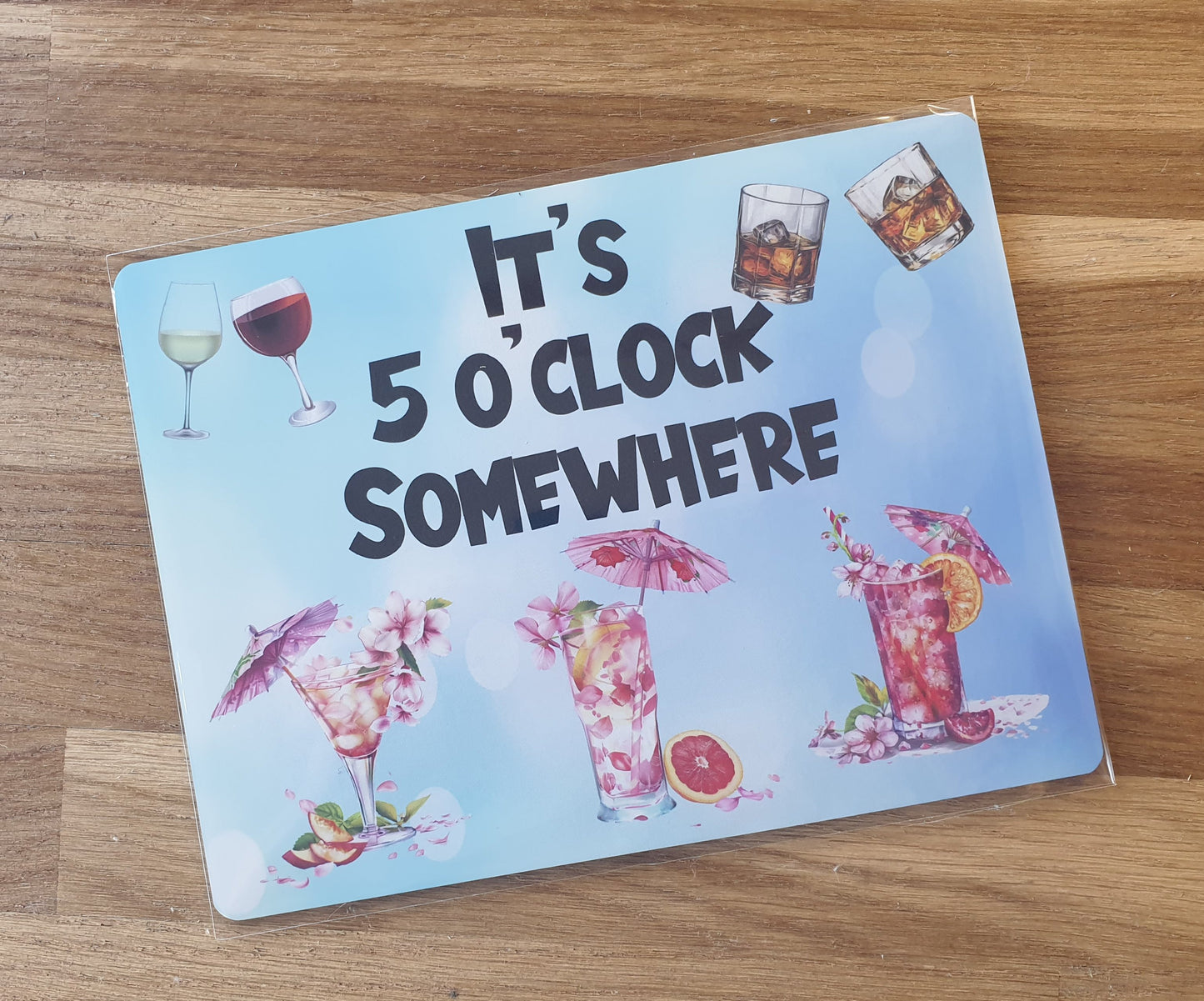 Alcohol Garden Metal Sign Gift - It's 5 O'clock Somewhere - Cute Fun Novelty Family Aluminium Present