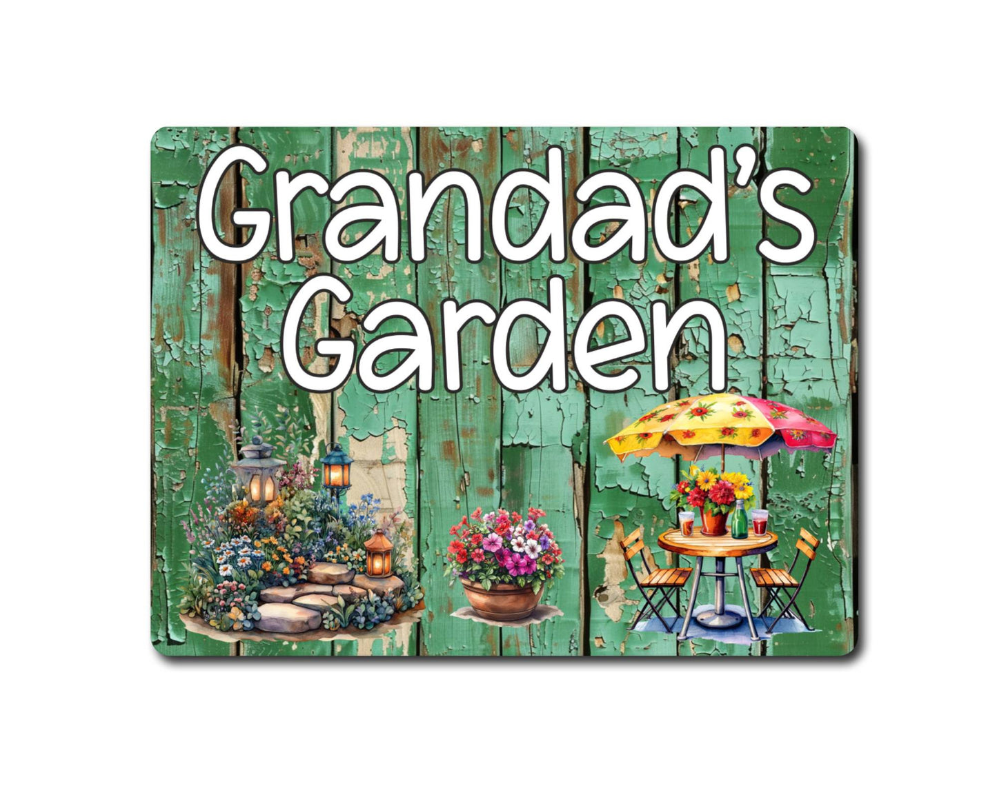 Grandparent Allotment Metal Sign Gift - Grandad's Garden - Cute Fun Novelty Family Aluminium Animal Present