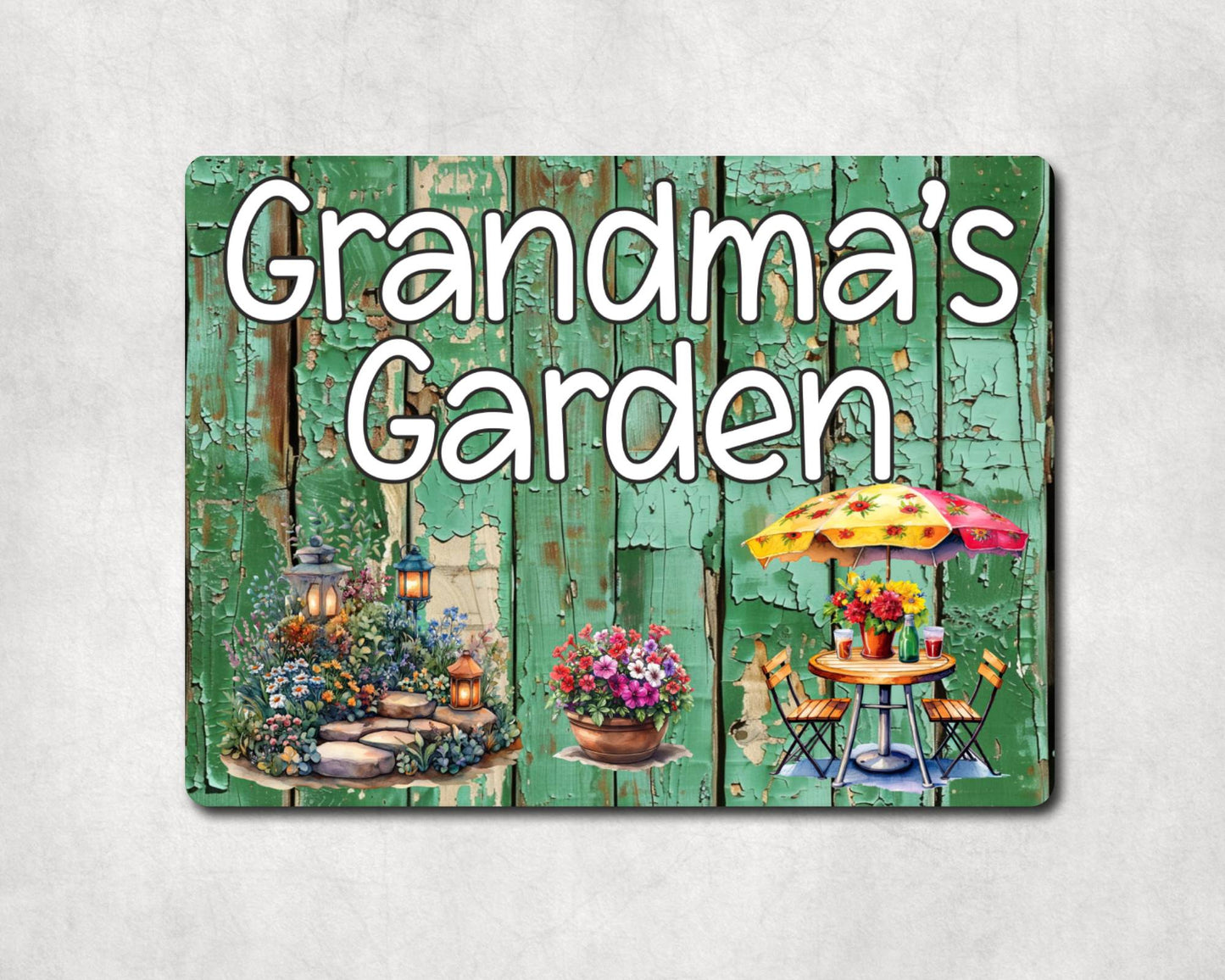 Grandparent Allotment Metal Sign Gift - Grandma's Garden - Cute Fun Novelty Family Aluminium Animal Present