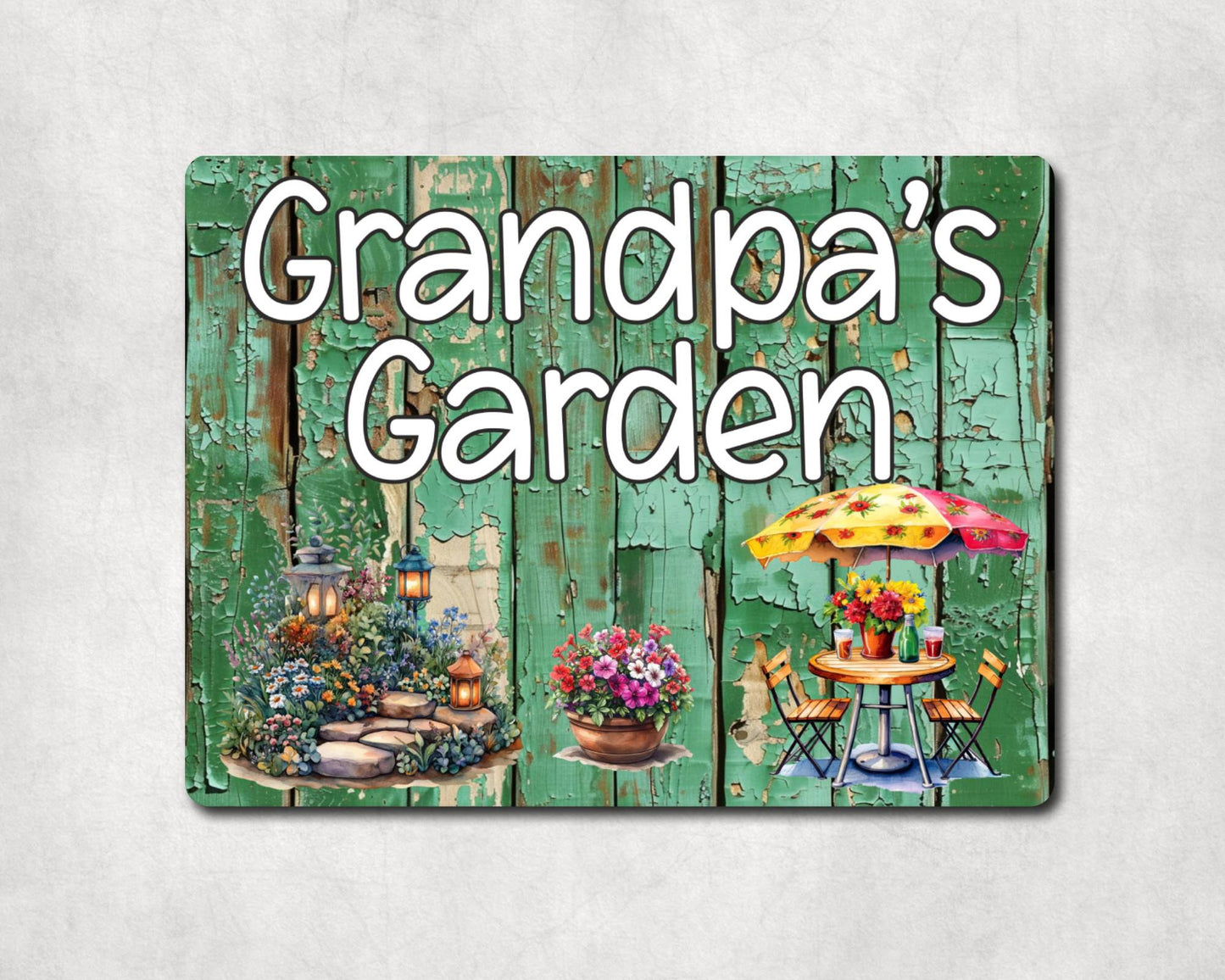 Grandparent Allotment Metal Sign Gift - Grandpa's Garden - Cute Fun Novelty Family Aluminium Animal Present