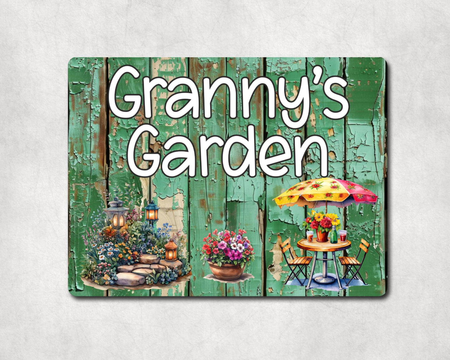 Grandparent Allotment Metal Sign Gift - Granny's Garden - Cute Fun Novelty Family Aluminium Animal Present