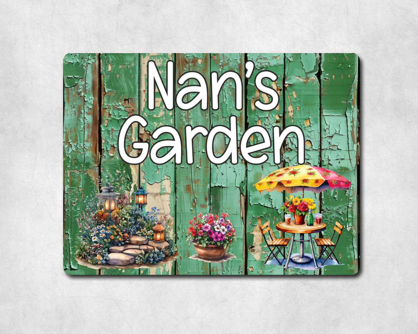 Grandparent Allotment Metal Sign Gift - Nan's Garden - Cute Fun Novelty Family Aluminium Animal Present