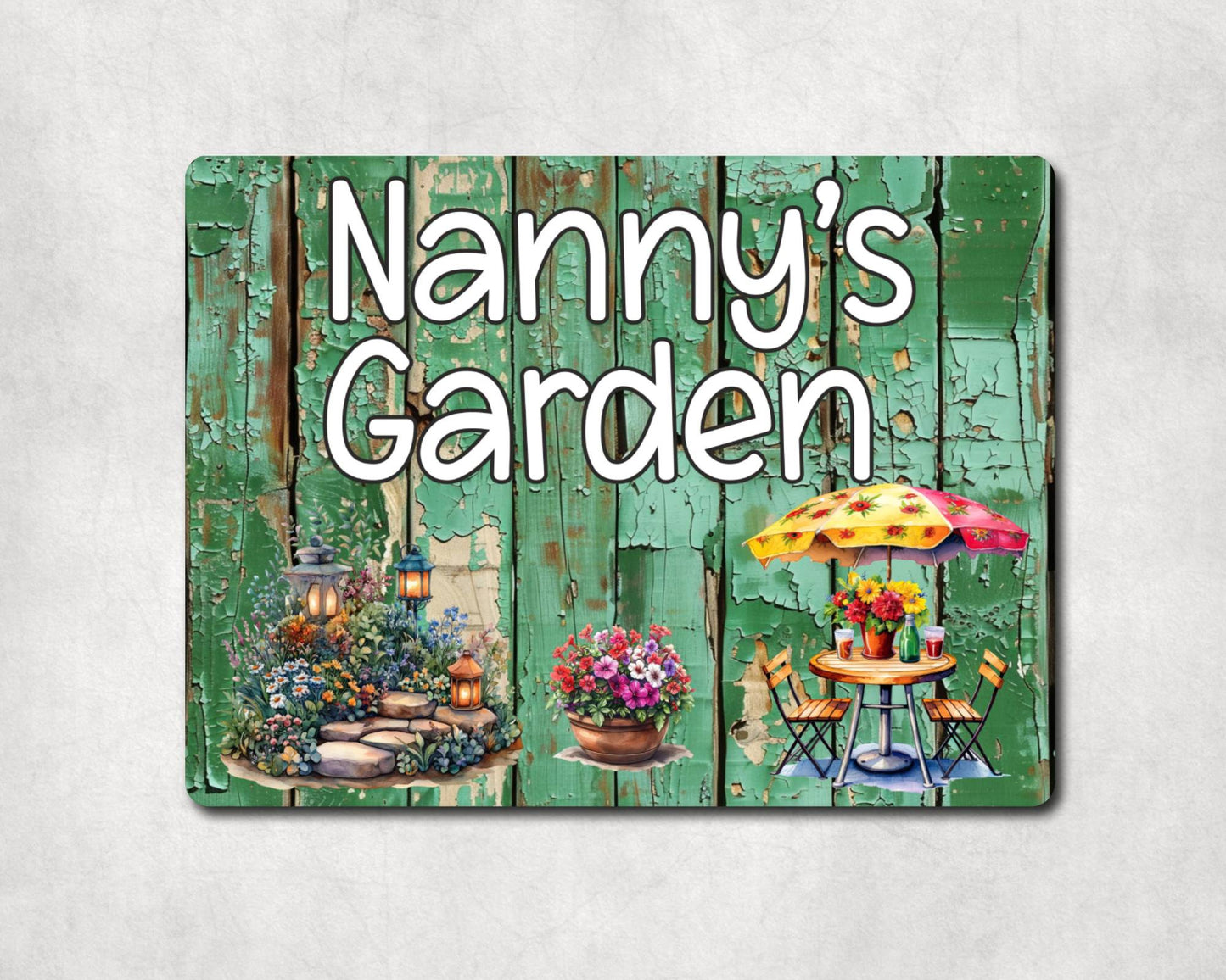 Grandparent Allotment Metal Sign Gift - Nanny's Garden - Cute Fun Novelty Family Aluminium Animal Present