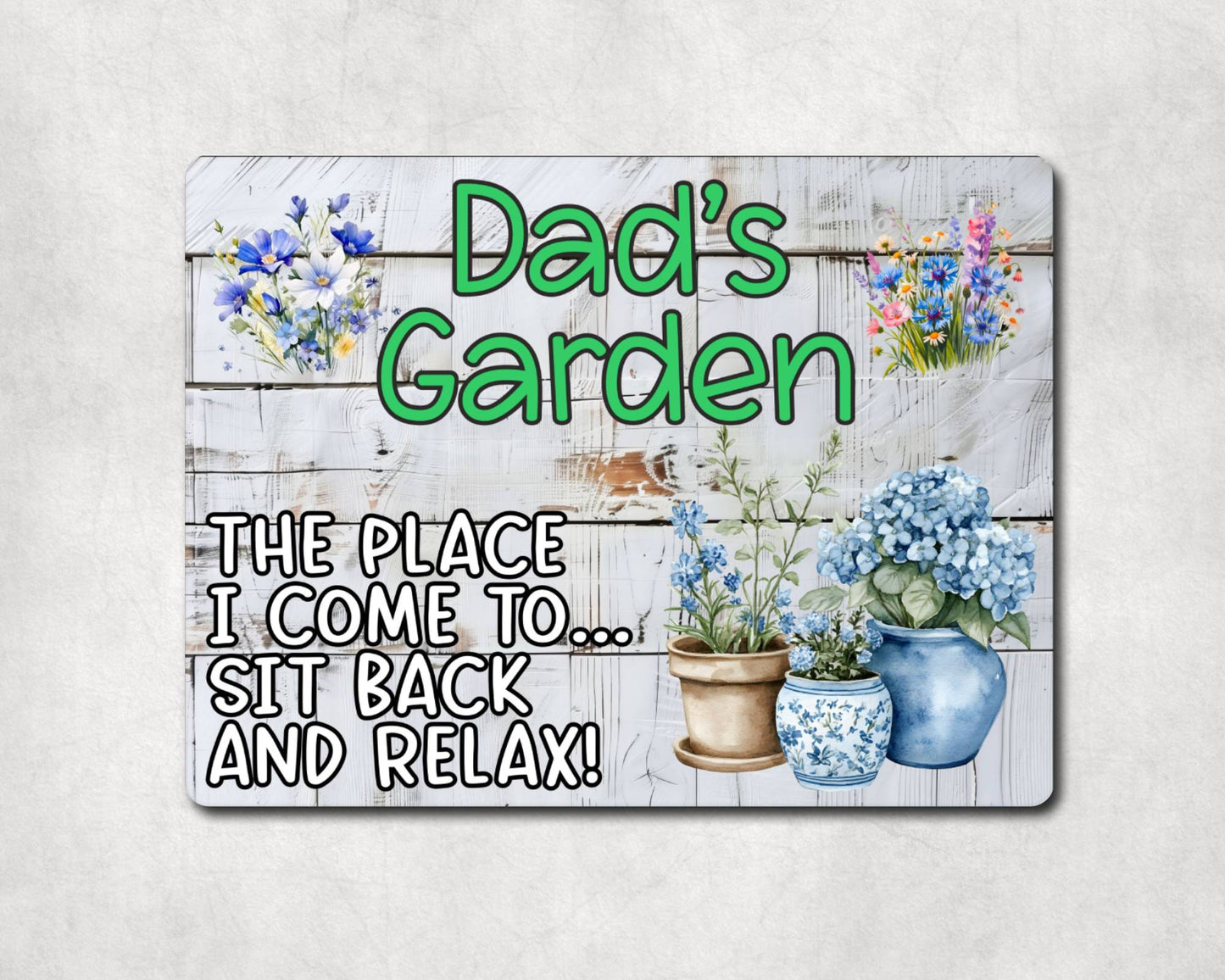 Parent Allotment Metal Sign Gift - Dad's Garden - Sit Back And Relax - Cute Fun Novelty Family Aluminium Animal Present