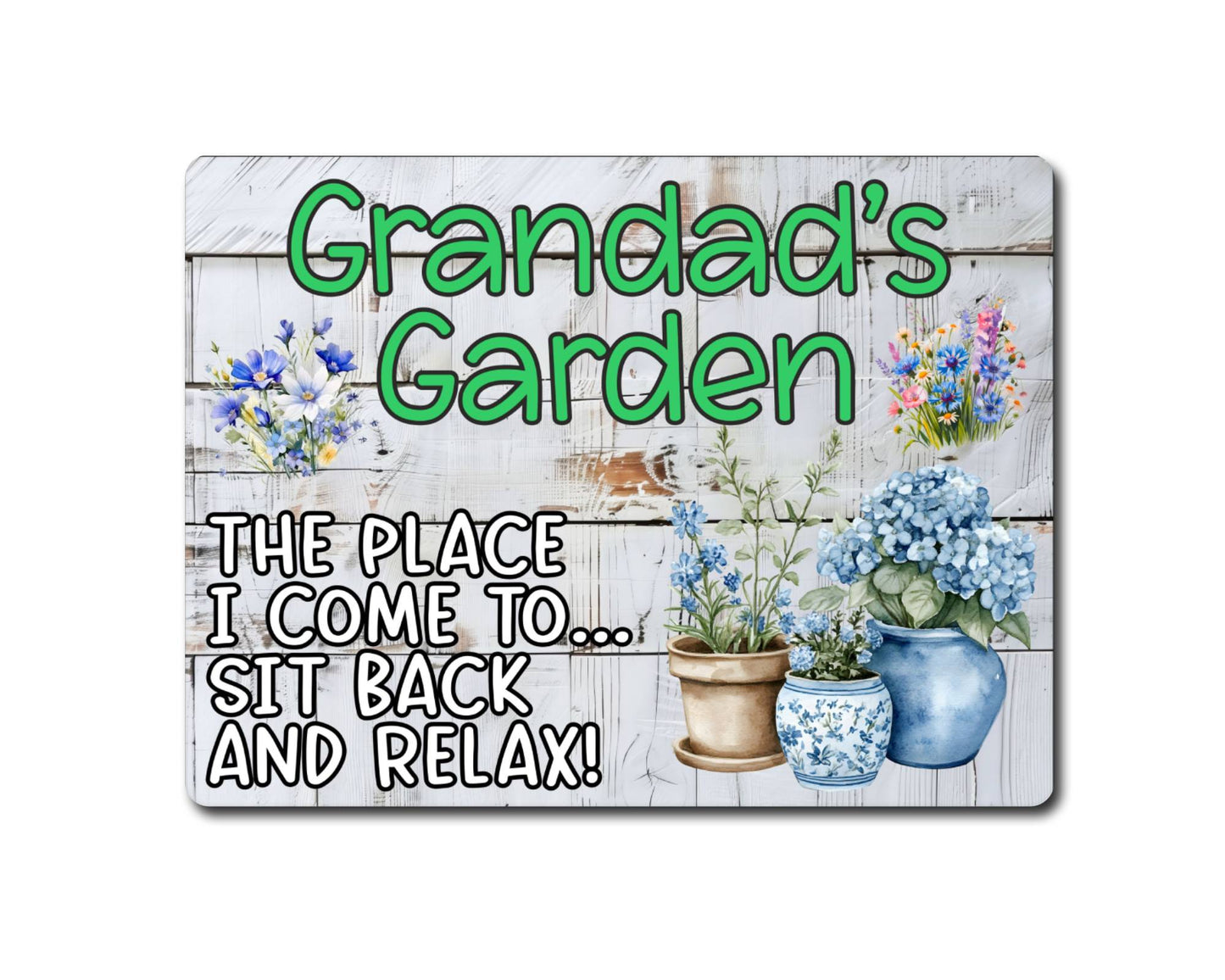 Grandparent Allotment Metal Sign Gift - Grandad's Garden - Sit Back And Relax - Cute Fun Novelty Family Aluminium Animal Present