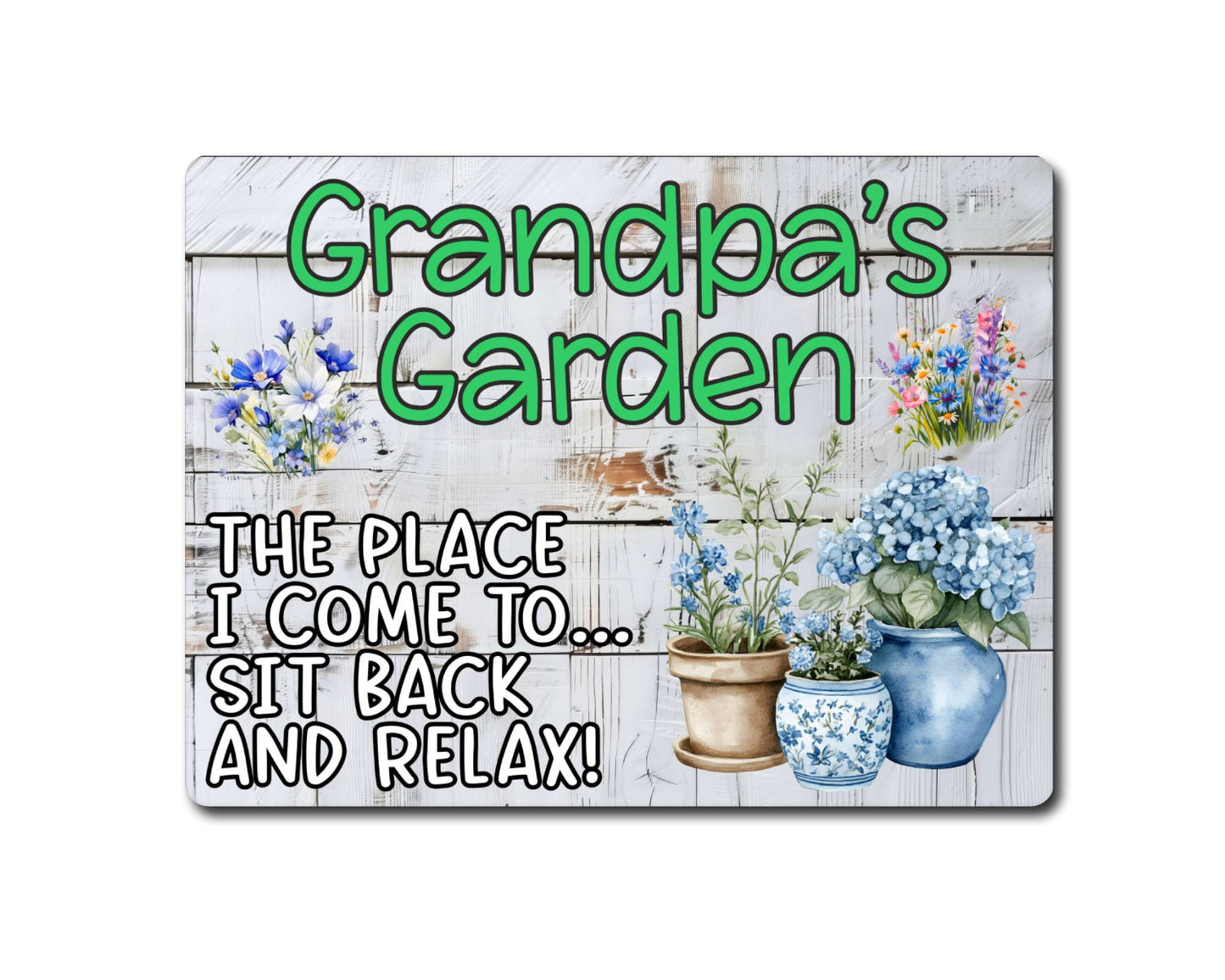 Grandparent Allotment Metal Sign Gift - Grandpa's Garden - Sit Back And Relax - Cute Fun Novelty Family Aluminium Animal Present