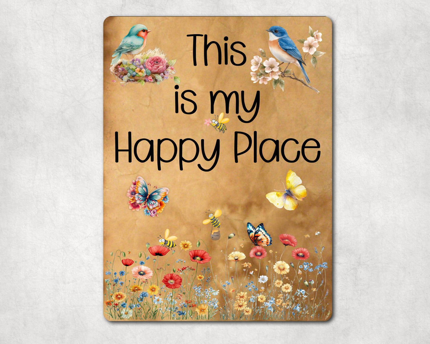 Gardening Metal Sign Gift - This Is My Happy Place - Cute Fun Novelty Family Aluminium Present