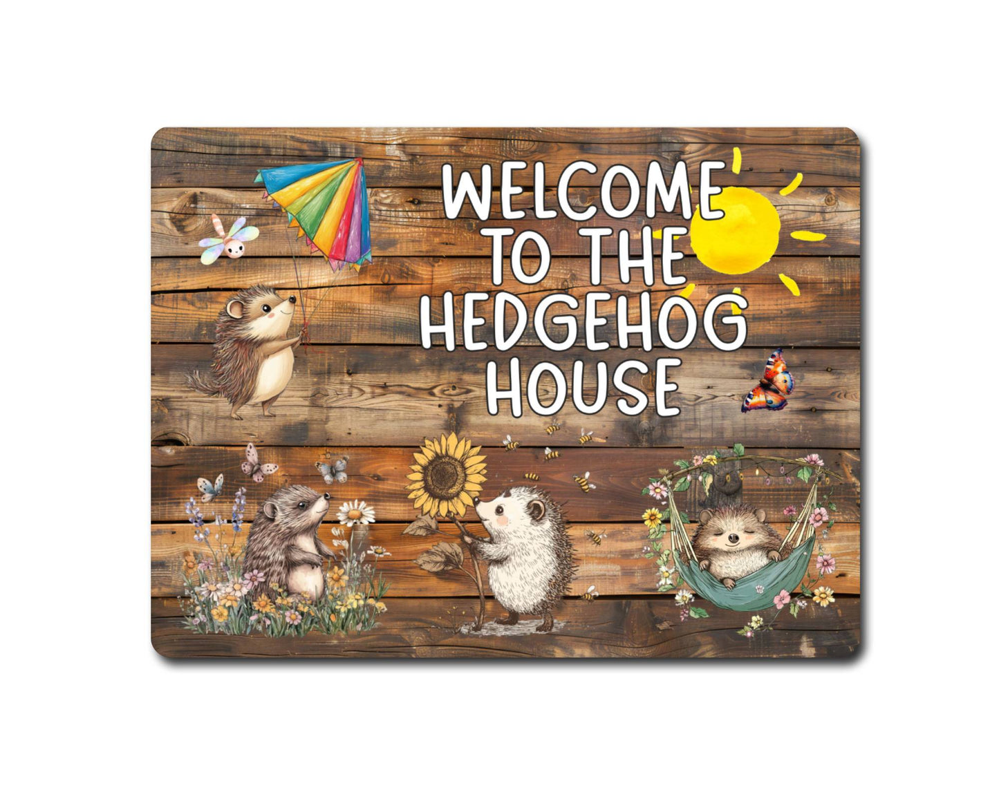 Hedgehogs Metal Sign Gift - Welcome To The Hedgehog House - Cute Fun Novelty Family Animal Aluminium Present