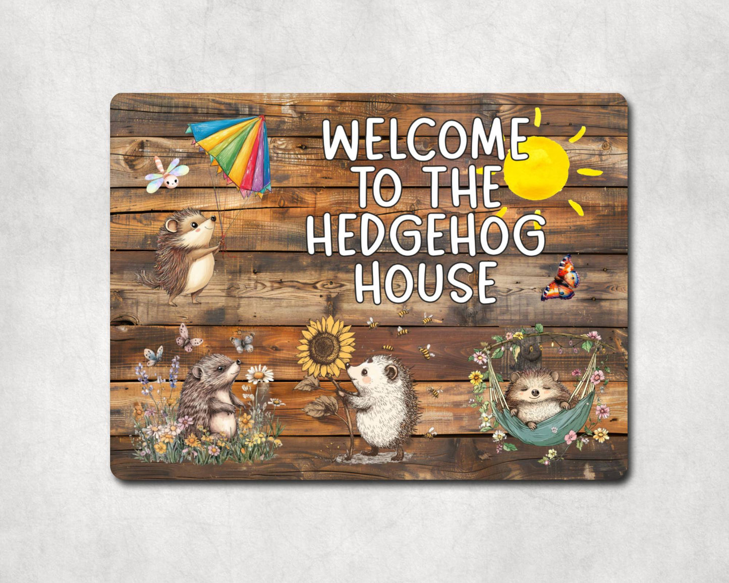 Hedgehogs Metal Sign Gift - Welcome To The Hedgehog House - Cute Fun Novelty Family Animal Aluminium Present