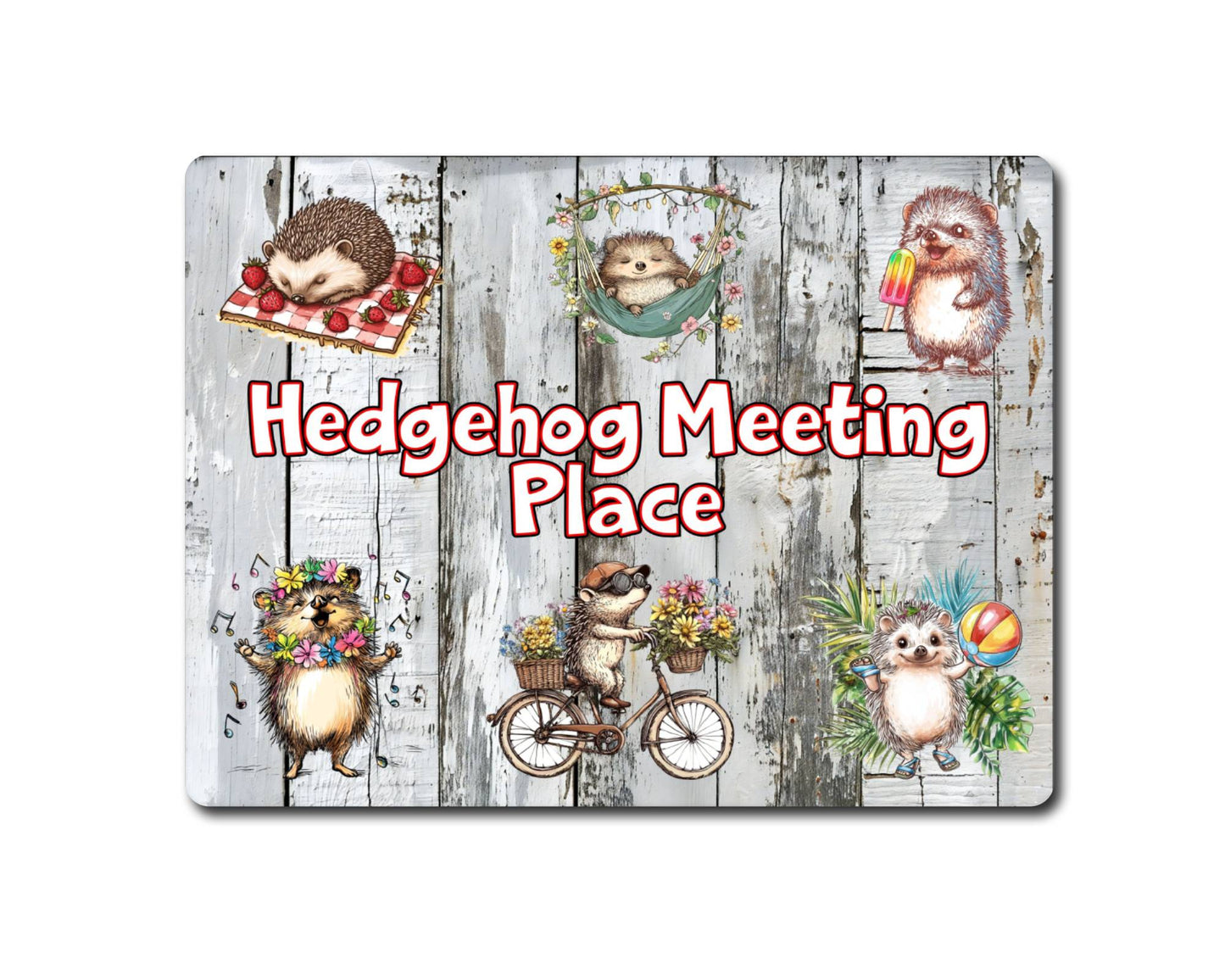 Hedgehogs Metal Sign Gift - Hedgehog Meeting Place - Cute Fun Novelty Family Animal Aluminium Present