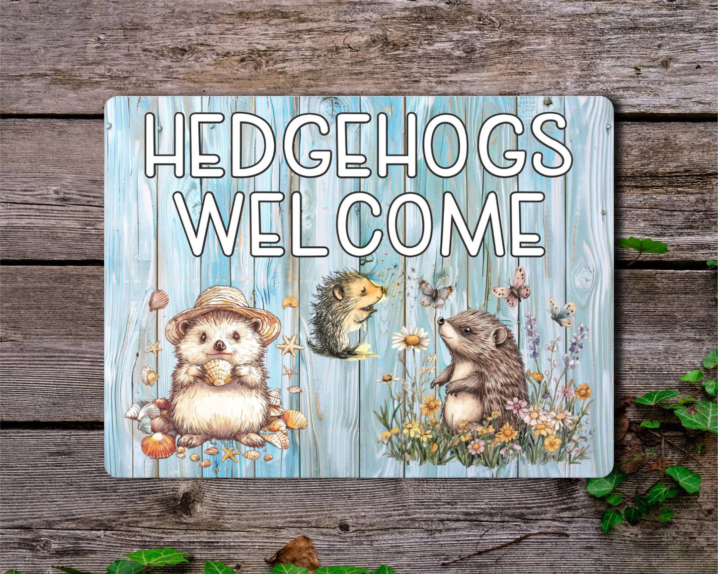 Hedgehog Metal Sign Gift - Hedgehogs Welcome - Cute Fun Novelty Family Animal Aluminium Present