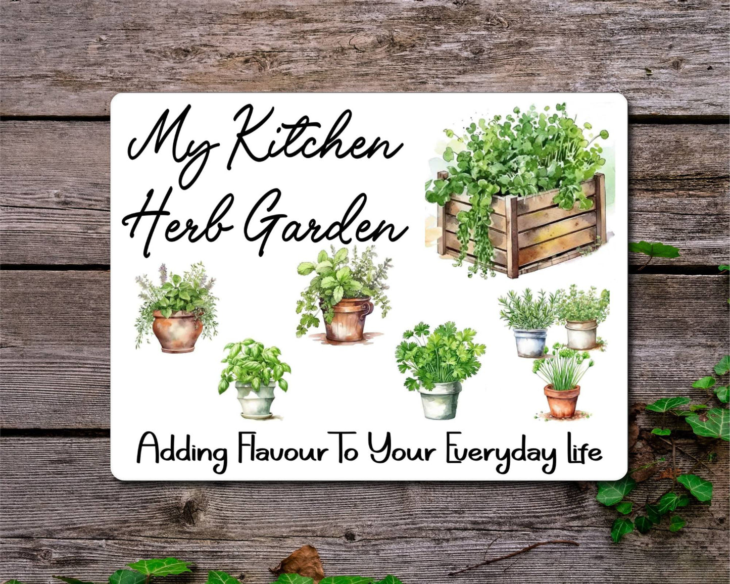 Gardening Metal Sign Gift - My Kitchen Herb Garden - Adding Flavour - Cute Fun Novelty Family Aluminium Present