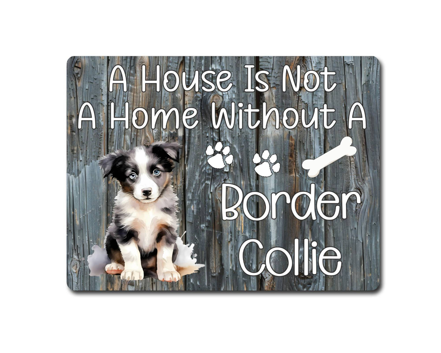 Dog Metal Sign Gift - A House Is Not A Home Without A Border Collie - Cute Fun Novelty Family Pet Aluminium Present