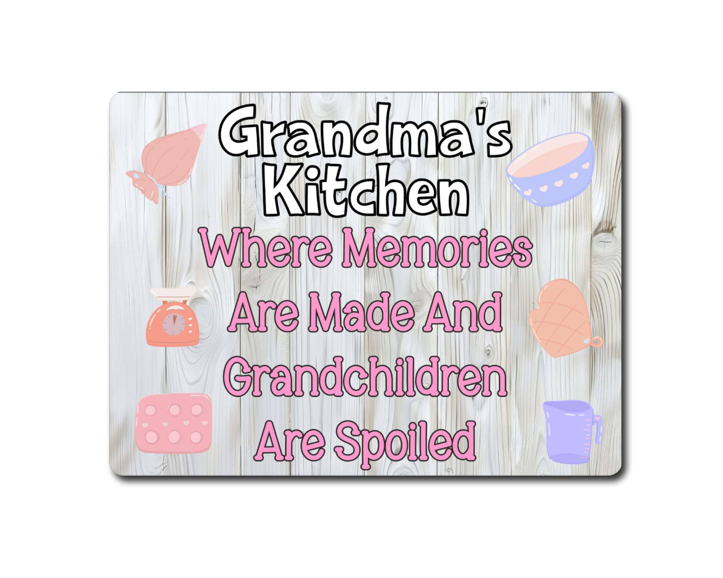 Grandparent Metal Sign Gift - Grandma's Kitchen Where Memories Are Made And Grandchildren Are Spoilt - Cute Fun Novelty Family Aluminium Present