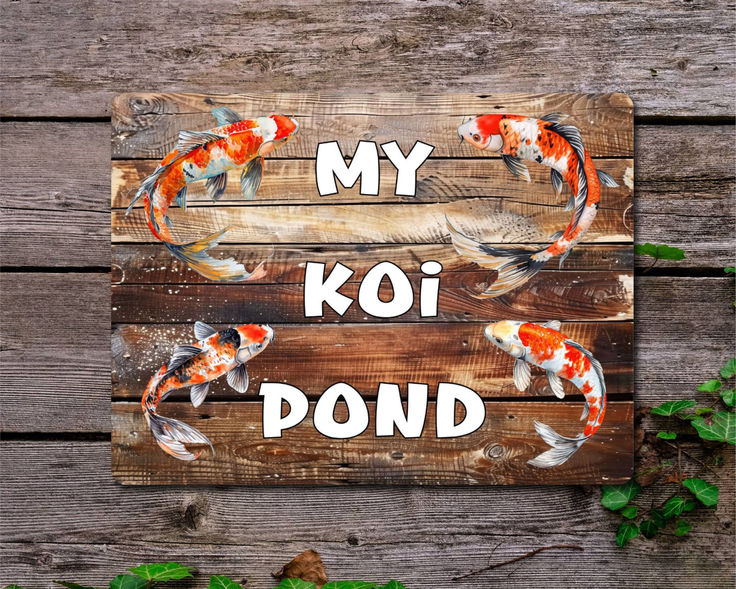 Fish Metal Sign Gift - My Koi Pond - Cute Fun Novelty Family Garden Aluminium Present