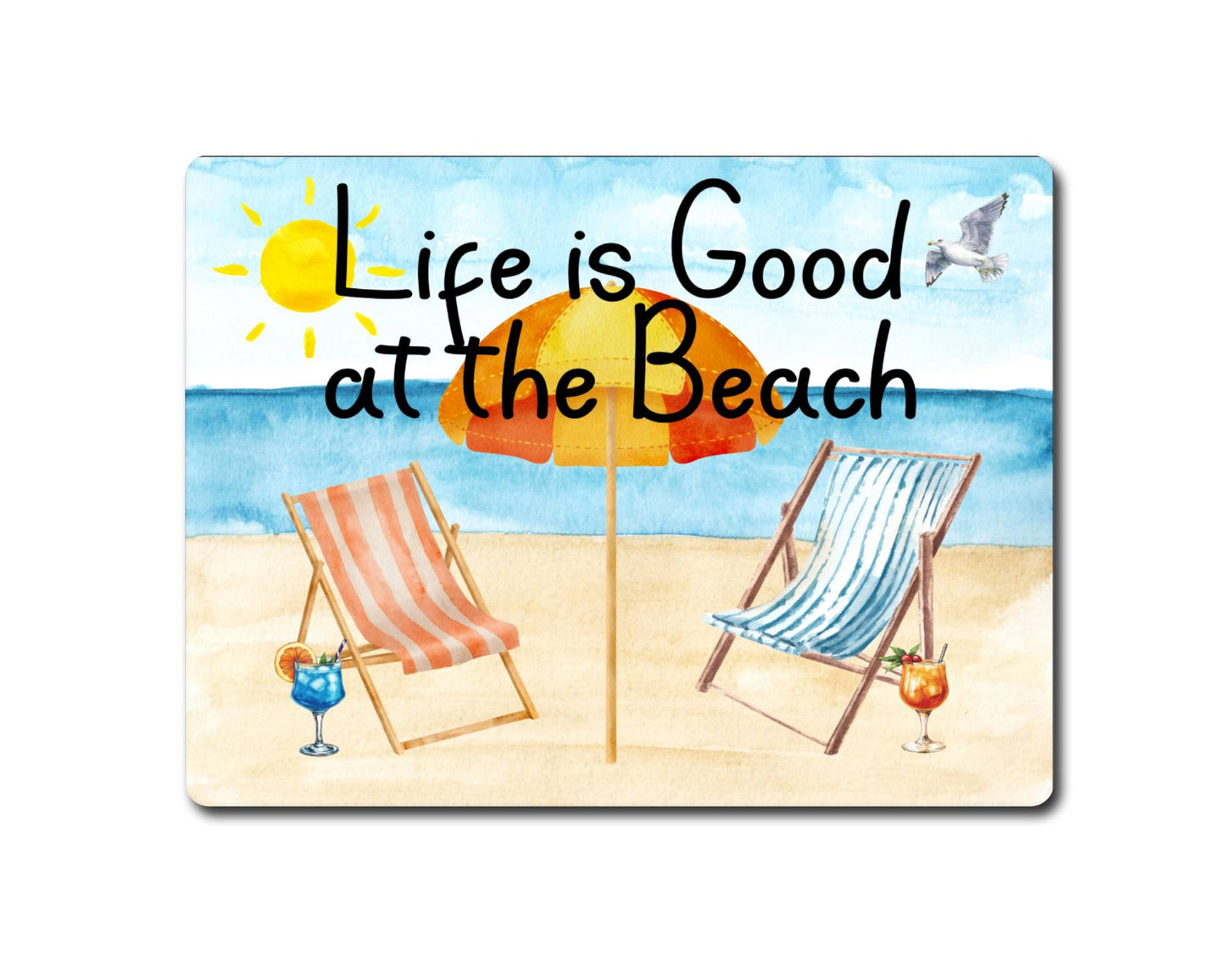 Holiday Metal Sign Gift - Life Is Good At The Beach - Cute Fun Novelty Family Pier Holiday Aluminium Present