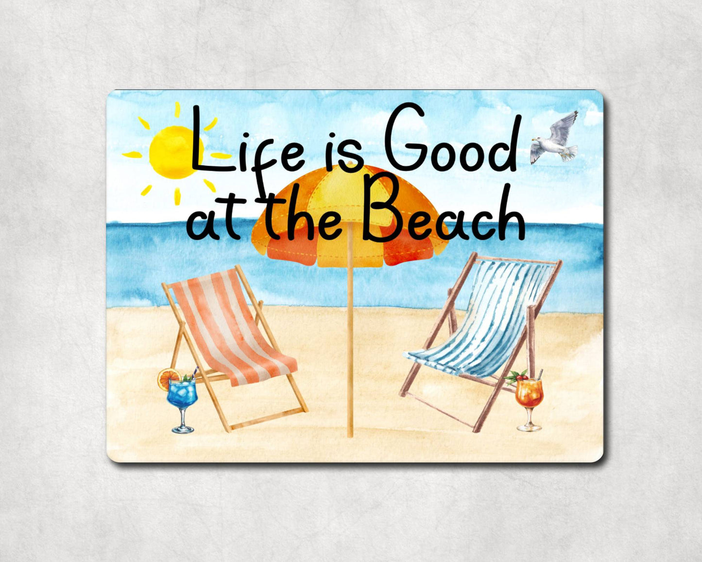 Holiday Metal Sign Gift - Life Is Good At The Beach - Cute Fun Novelty Family Pier Holiday Aluminium Present