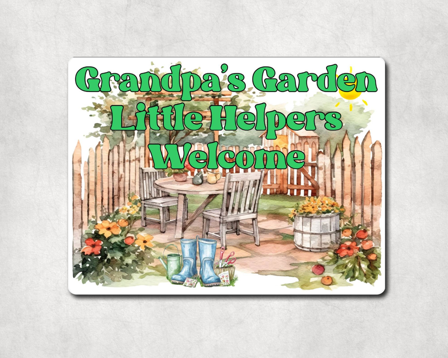 Grandparent Allotment Metal Sign Gift - Grandpa's Garden - Little Helpers Welcome - Cute Fun Novelty Family Aluminium Present