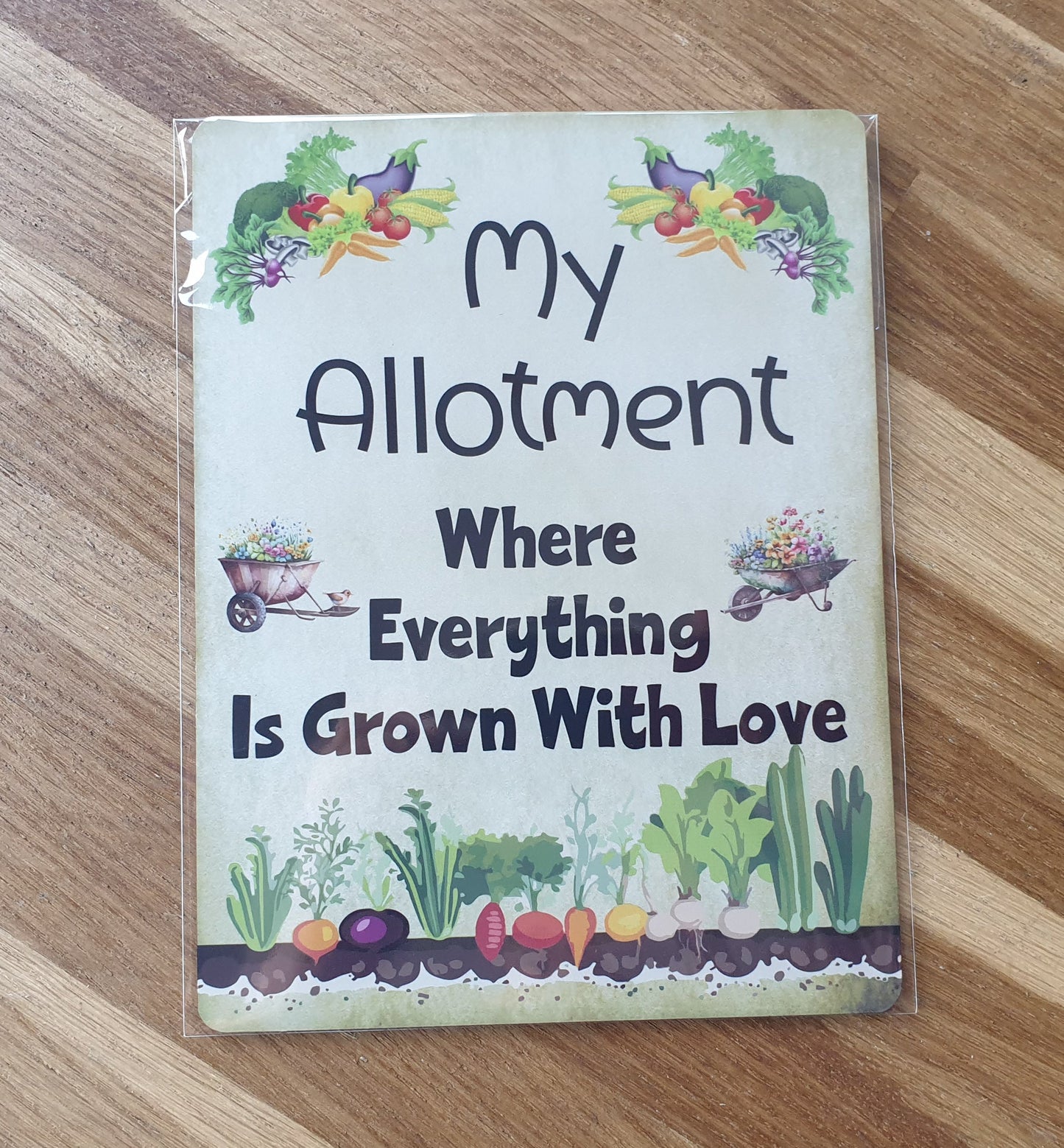 Gardening Metal Sign Gift - My Allotment - Where Everything Is Grown In Love - Cute Fun Novelty Family Aluminium Present