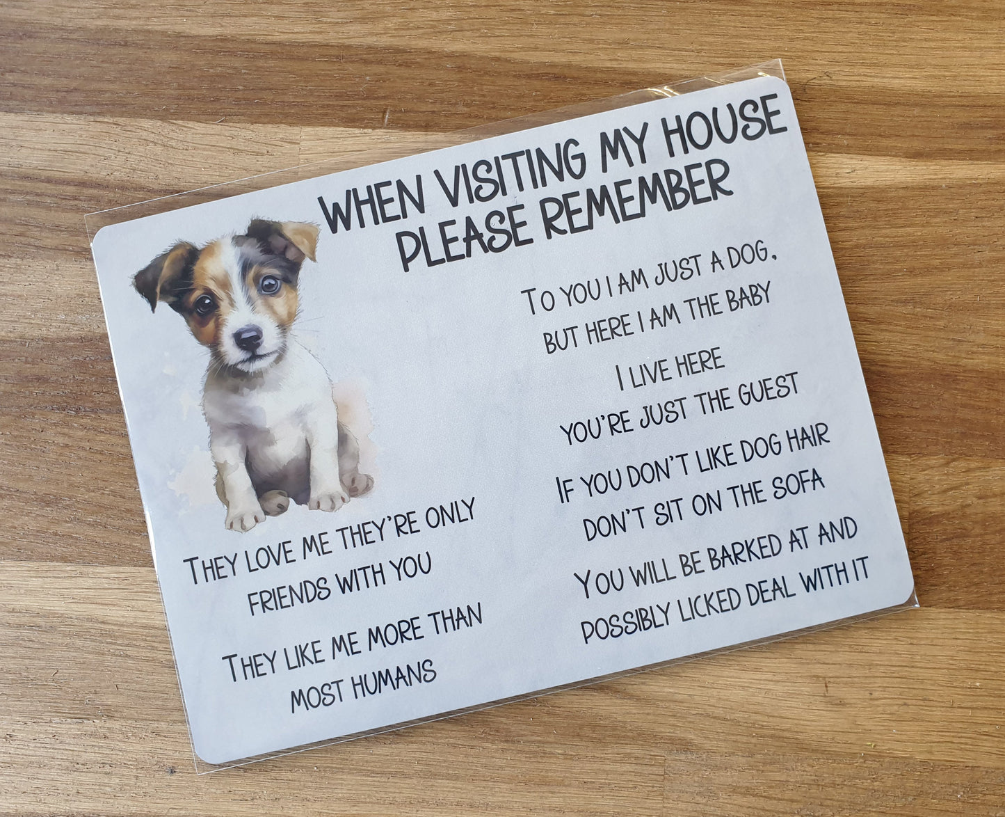 Jack Russell Metal Sign Gift - When Visiting My House Please Remember - Cute Fun Novelty Animal Aluminium Present