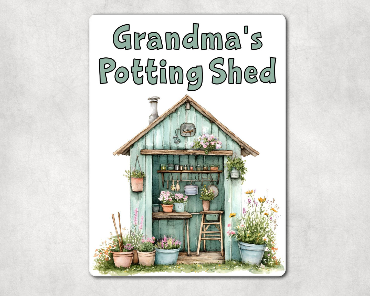 Gardening Metal Sign Gift - Grandma's Potting Shed - Green - Cute Fun Novelty Family Aluminium Present