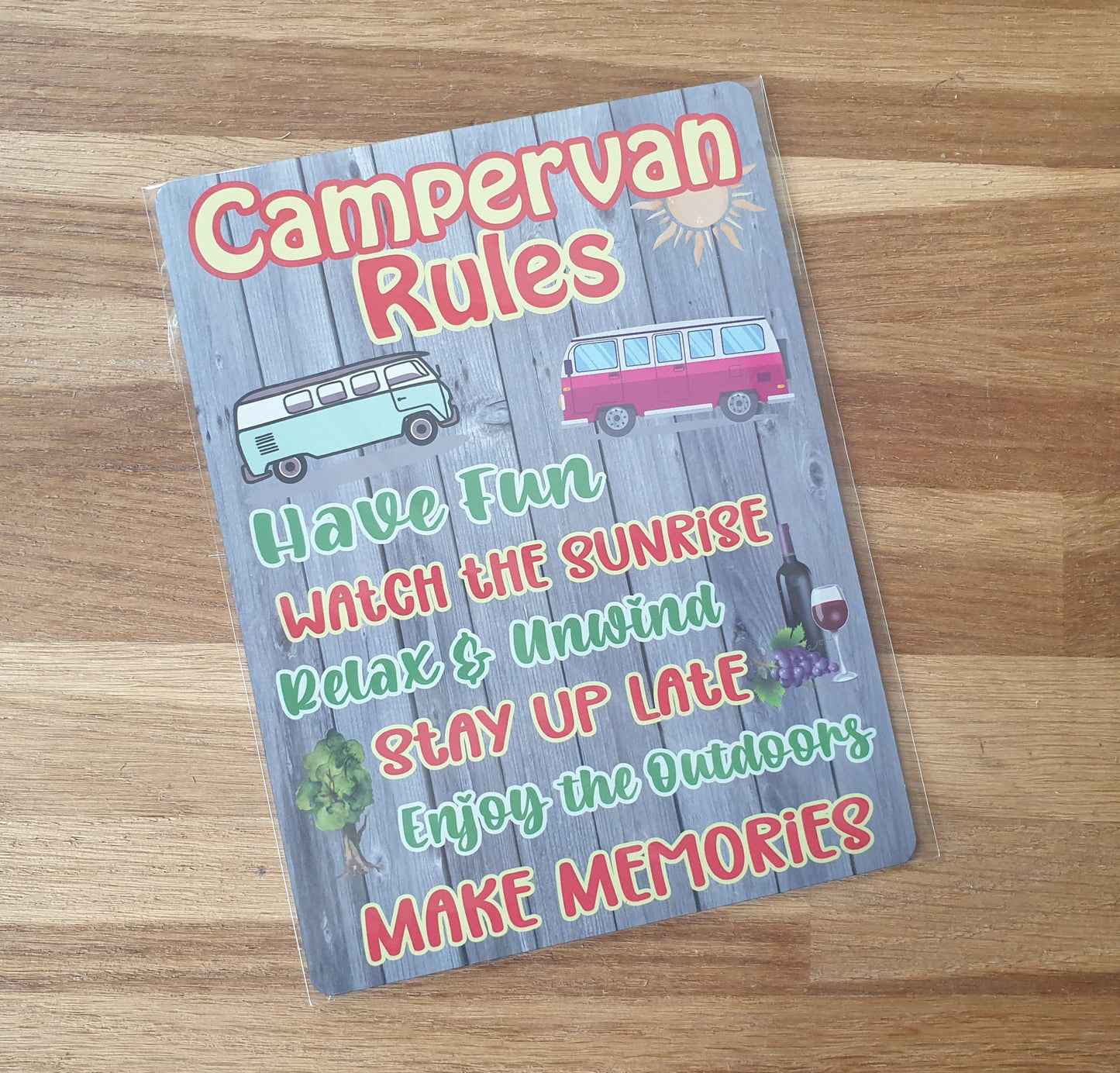 Campervan Metal Sign Gift - Campervan Rules - Relax And Rewind - Cute Fun Novelty Family Aluminium Present