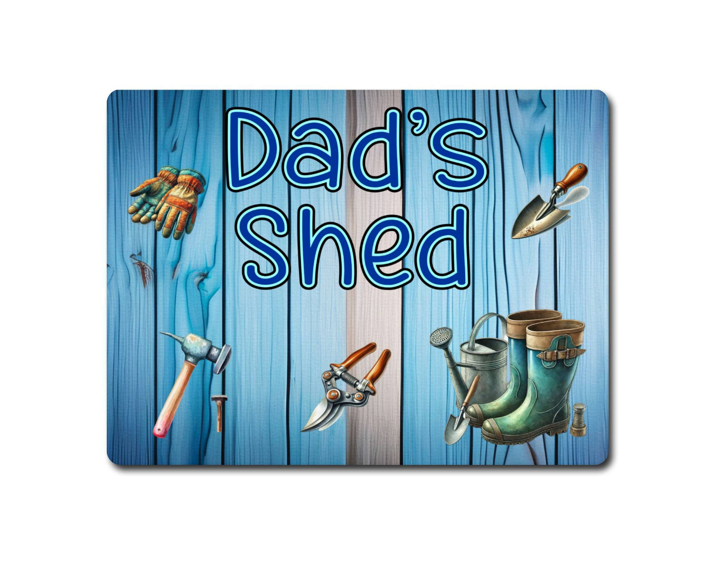 Garden Metal Sign Gift - Dad's Shed - BLUE - Cute Fun Novelty Family Allotment Aluminium Present