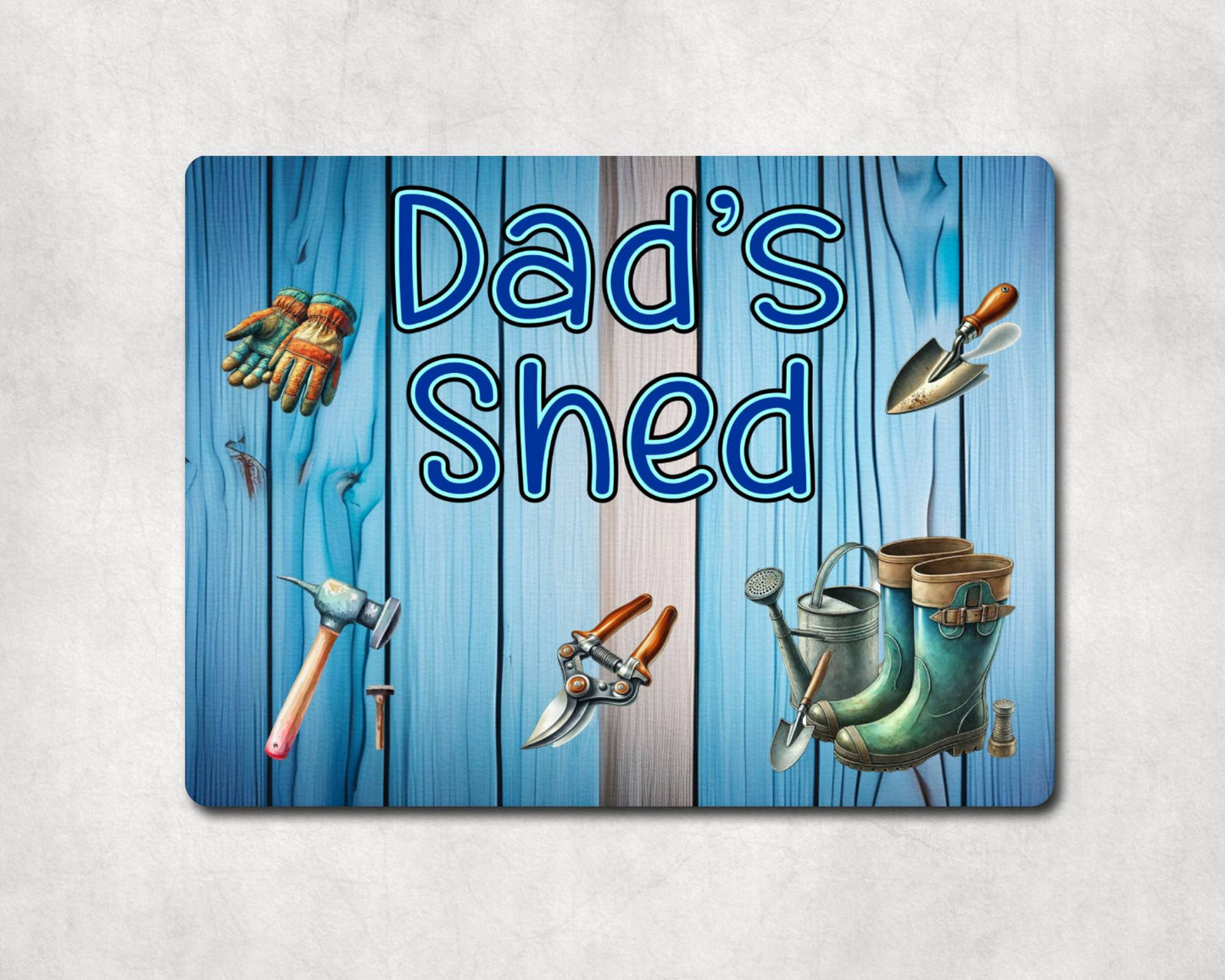 Garden Metal Sign Gift - Dad's Shed - BLUE - Cute Fun Novelty Family Allotment Aluminium Present